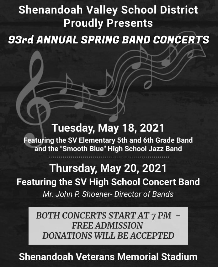 Shenandoah Valley to Present 93rd Annual Spring Band Concert
