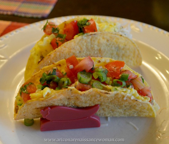 Tempeh Chorizo and Egg Tacos with Pepper-Jack Cheese and Green Onion Pico de Gallo (2)