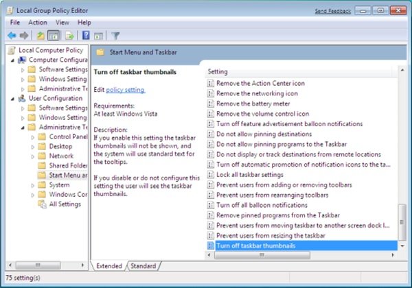 Vista previa en miniatura de la barra de tareas en Windows 10
