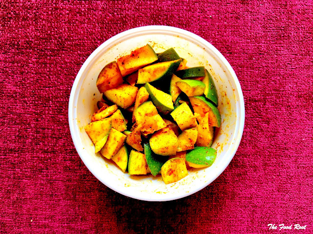 Raw Mango Pickle is made with raw mangoes and flavoured with Indian spices. Achar or pickle is a great condiment which you will find in almost every Indian households. You can also make it spicy or mild to suit your taste by adjusting the amount of spices.