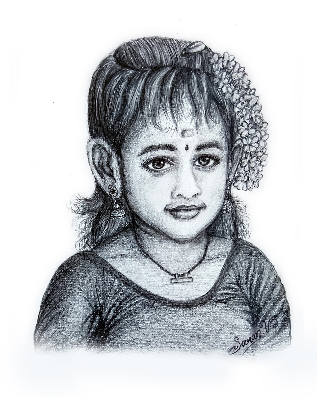 Kerala Girl Pencil Drawing Bestpencildrawing