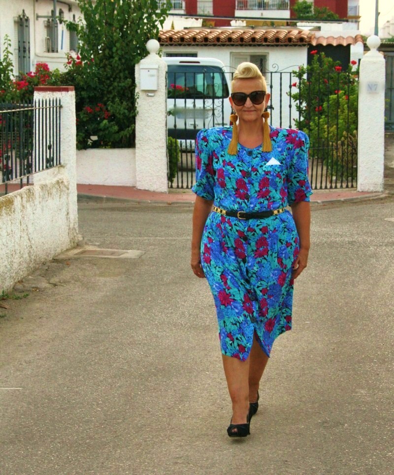 Blue and Fuchsia Floral Dress | MIS PAPELICOS