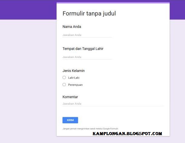 Jelaskan secara singkat cara membuat formulir online di google drive