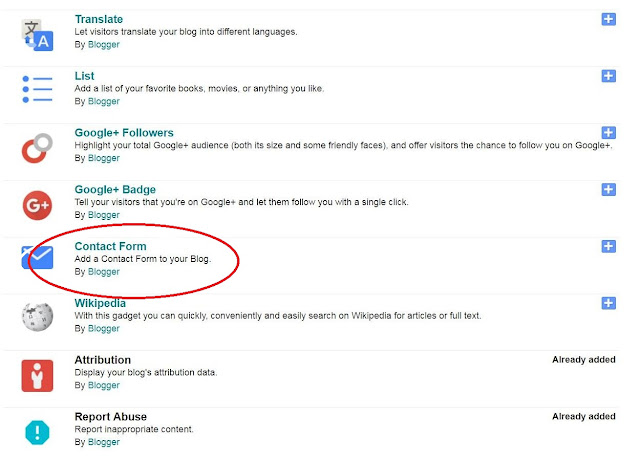 add a contact form in blogger