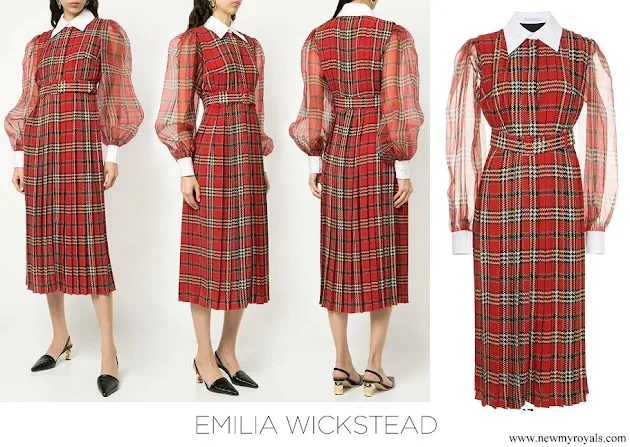 Kate Middleton wore Emelia Wickstead Anni tartan pleated midi dress