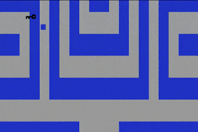 Animation of Atari Adventure 1979 showing the avatar wandering around the in-game maze.