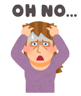 「OH NO...」と嘆く白人女性のイラスト