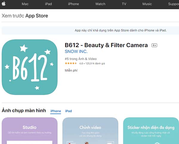 Tải B612 Cho Iphone - Ứng Dụng Chụp Ảnh Đẹp Trên App Store Miễn Phí -  Chplayc
