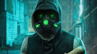 Hoodie Guy Wallpaper With Neon Gas Mask 4k