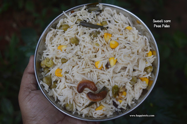 Sweet Corn  Peas Pulao Recipe | Easy Lunch Box recipe