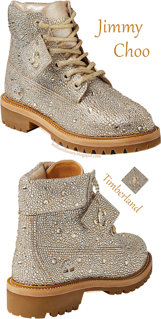 ♦Sparkling Jimmy Choo Timberland golden mix shimmer suede boots with crystal hotfix #jimmychoo #shoes #brilliantluxury