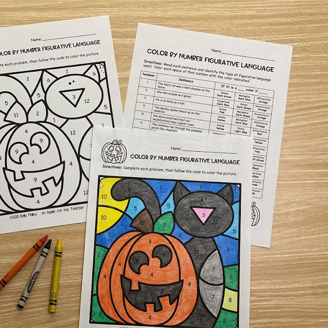 Halloween Figurative Language Color By Number  Pumpkin and Cat