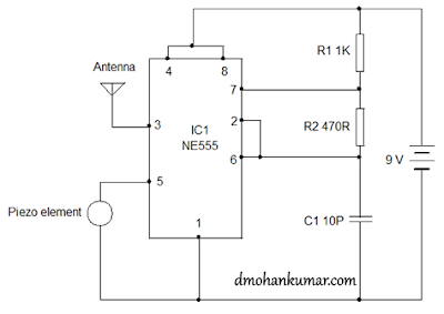 Using 555 as FM transmitter Circuit Diagram - Electronic Circuit Collection