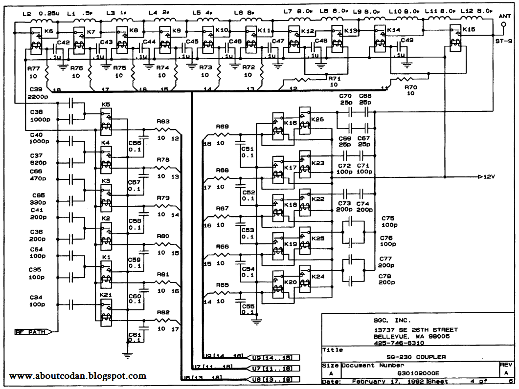 Everything about CODAN CODAN 9103 (SGC 230) Antenna Coupler schematic