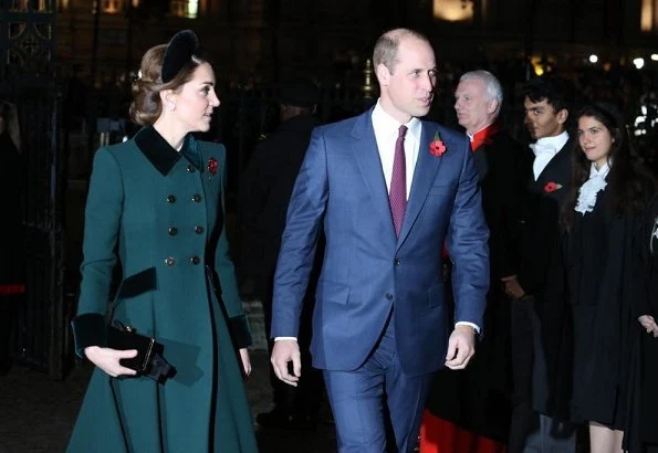 Kate Middleton, Meghan Markle, Prince William, Prince Harry, Queen Elizabeth attend Armistice Day 2018. Catherine Walker coat