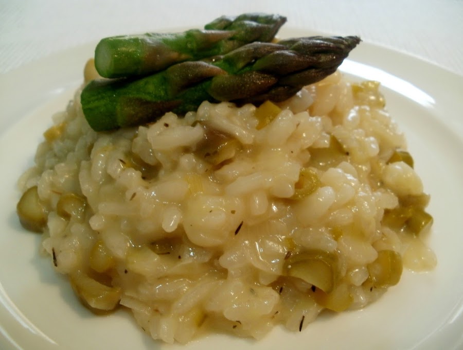 Risotto de espárragos verdes y setas Cocina