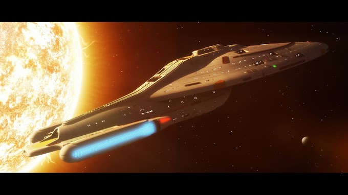 Star Trek USS Voyager Orbiting the Sun