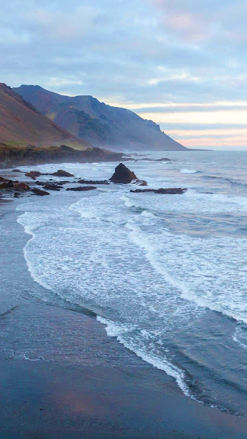 Beach, coast, mountain, sea wallpaper