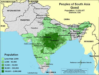 The region occupied by the Gonds in Central India