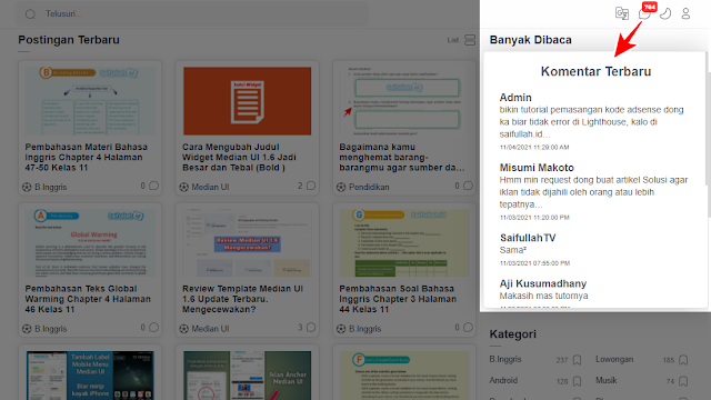 Cara Membuat Widget Recent Comment Median UI