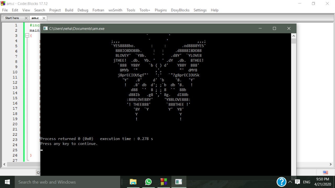 Creative pattern of butterfly in C-language
