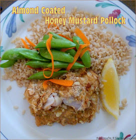 Almond Coated Honey Mustard Pollock, a healthy dinner, is a little tangy, a little sweet and a little crunchy. | Recipe developed by www.BakingInATornado.com