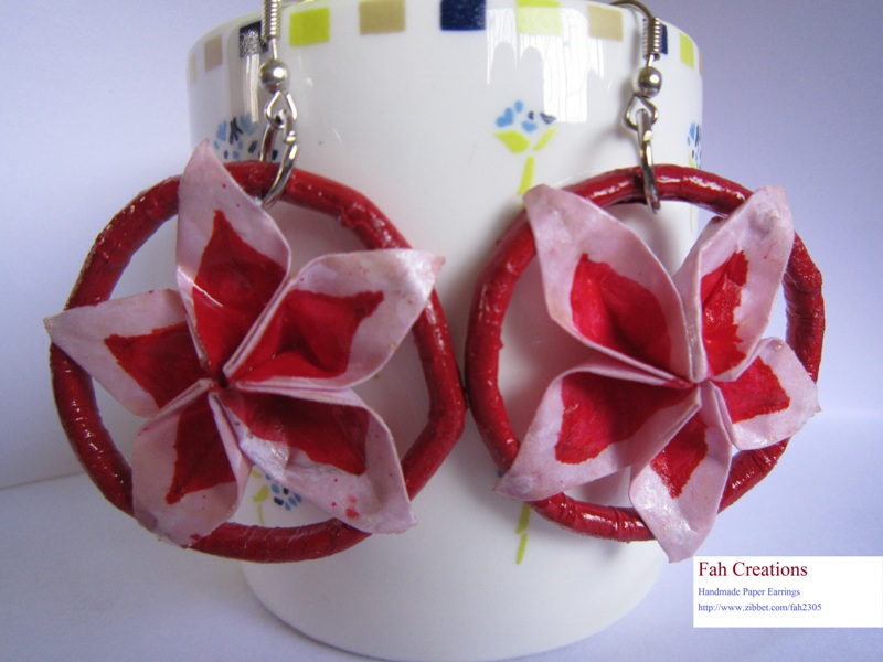 Fah Creations Handmade Rolled Paper Flower Earrings 1
