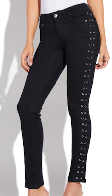 Side Lace Up Black Jeans