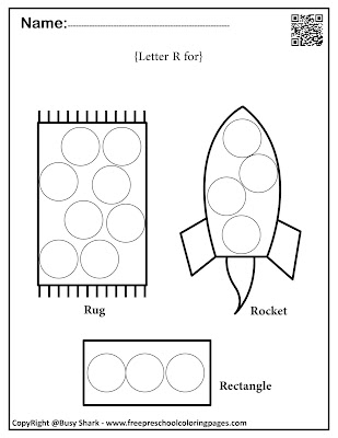 Letter R dot markers free preschool coloring pages ,learn alphabet ABC for toddlers