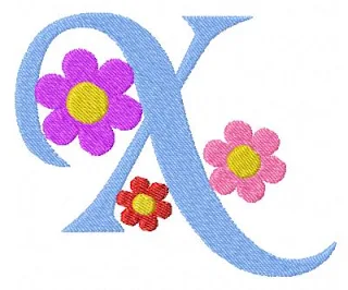 Alfabeto Bordado Celeste con Flores.