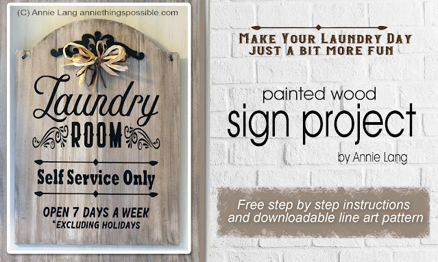 Download Annie Lang's Free DIY Laundry Room Sign project because Annie Things Possible when you DIY.