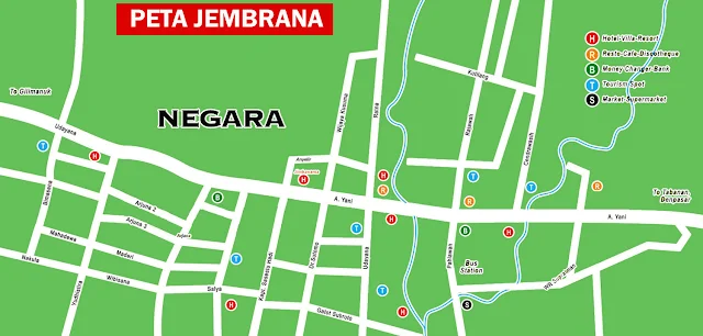 Gambar Peta wisata kecamatan Negara ibukota Jembrana