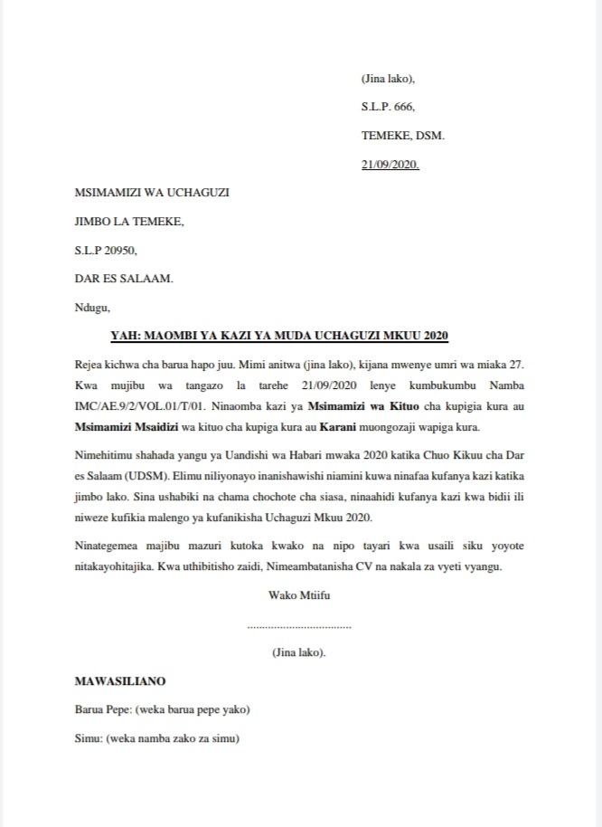 Sample of application letter image