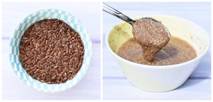 flax seeds and gloopy flax eggs in a bowl