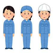 真剣な表情の作業員のイラスト（女性）