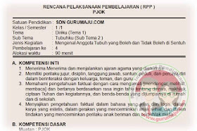 RPP PJOK SD Kelas 1 Semester 1 K13 Revisi Tahun 2019 RPP Pendidikan Jasmani Olahraga dan Kesehatan RPP PJOK SD Kelas 1 Semester 1 K13 Revisi Tahun 2019