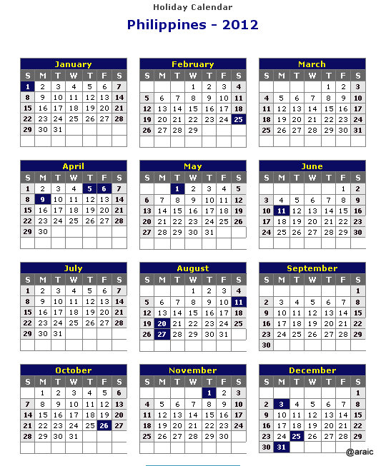 Confessions of a Wanderlass Philippines' Legal Holidays for 2011 and 2012