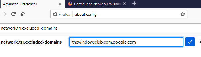 HTTPS를 통한 DNS에 예외 추가 Firefox