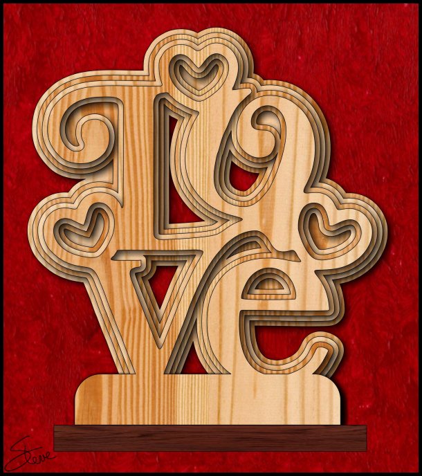 Scrollsaw Layered Love Scroll Saw Pattern.