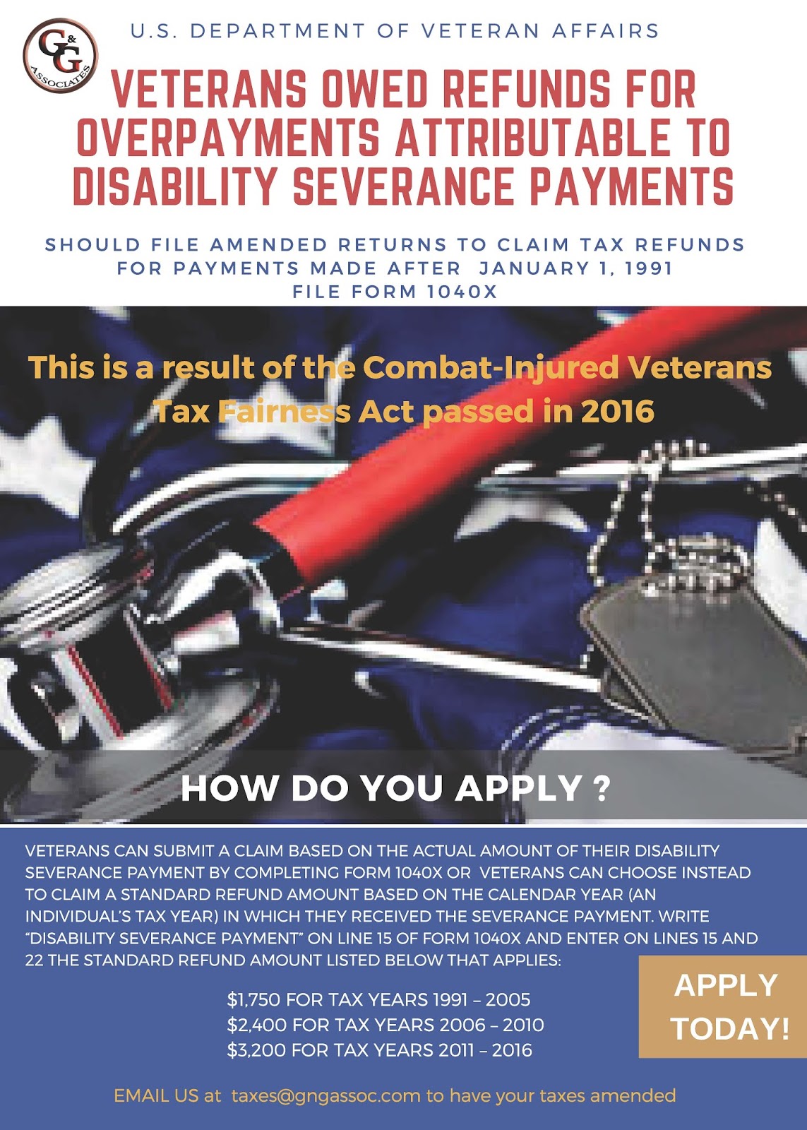 BIE G&G Associates Veterans Owed Refunds Disability Severance Pay