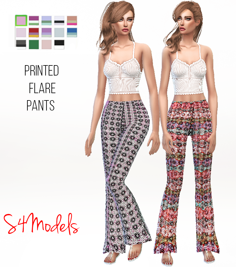 My Sims 4 Blog Printed Flare Pants For Females By S4Models my-sims-4-blog-printed-flare-pants-for-females-by-s4models