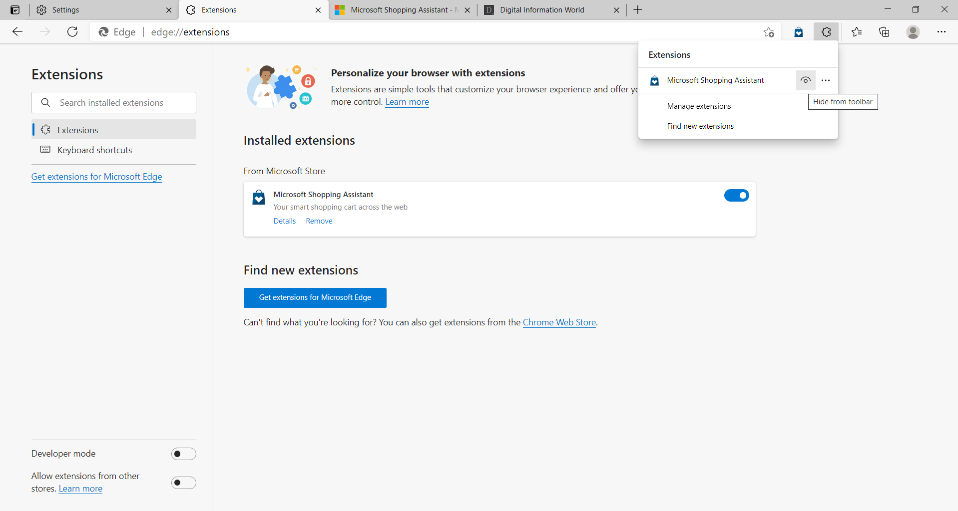 How To Hide Extensions On The Microsoft Edge Toolbar Studytonight Vrogue