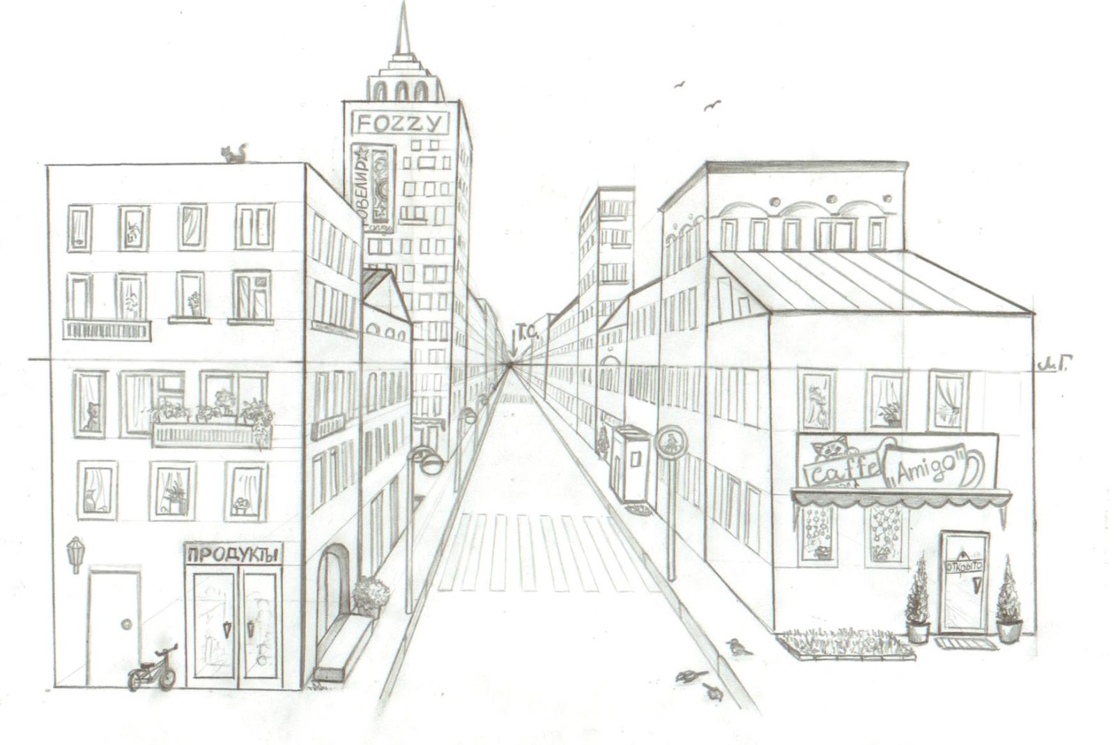 Нарисовать рисунок улицы. Городской пейзаж в перспективе. Город рисунок. Городская перспектива карандашом. Городской пейзаж рисунок карандашом.