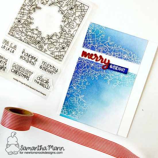 Merry Christmas Square Card by Samantha Mann | Holiday Fringe Stamp Set by Newton's Nook Designs #newtonsnook #handmade