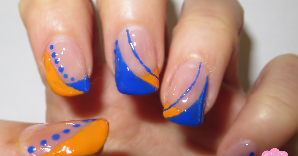 3. Navy Blue and Orange Nail Art Inspiration - wide 4