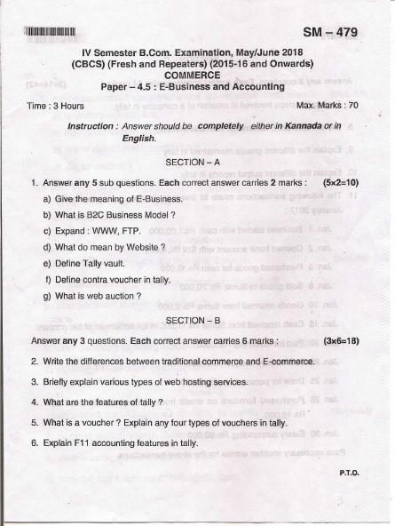Bangalore University B.Com. COMMERCE PAPER-4.5 : E-BUSINESS AND ...