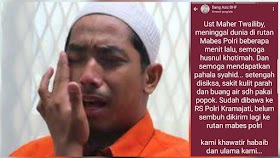 Polisi Bantah Siksa Ustaz Maaher At-Thuwailibi Sebelum Meninggal