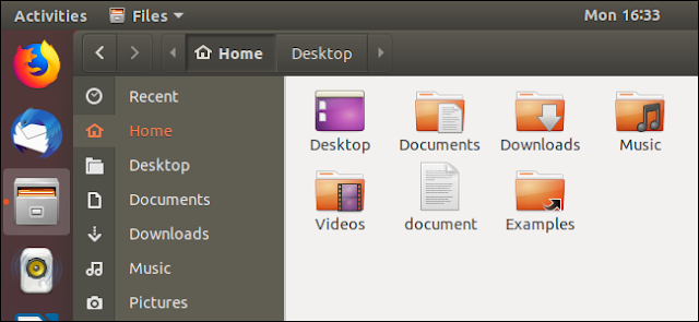 سطح مكتب GNOME الخاص بـ Ubuntu 18.04 يعرض نافذة متصفح ملف.