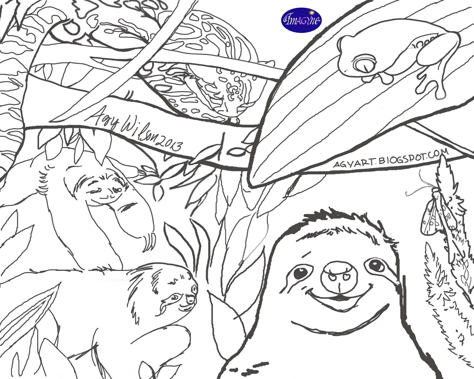 AGY WILSON'S ART: Viewed and reviewed.... and a slothful coloring page!