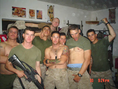 A squad of patriotic soldiers defending American values with honor.